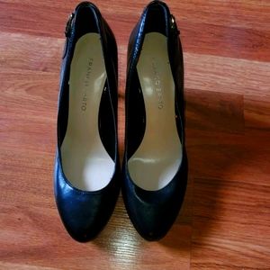 Franco Sarto Black Leather Pumps Heels 7M
